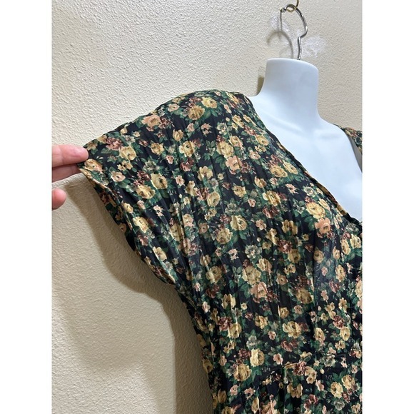 Danielle Karen Sheer Maxi 90 VTG Dress S/M Buttons Ditsy Floral Grunge Cottage - Picture 2 of 11